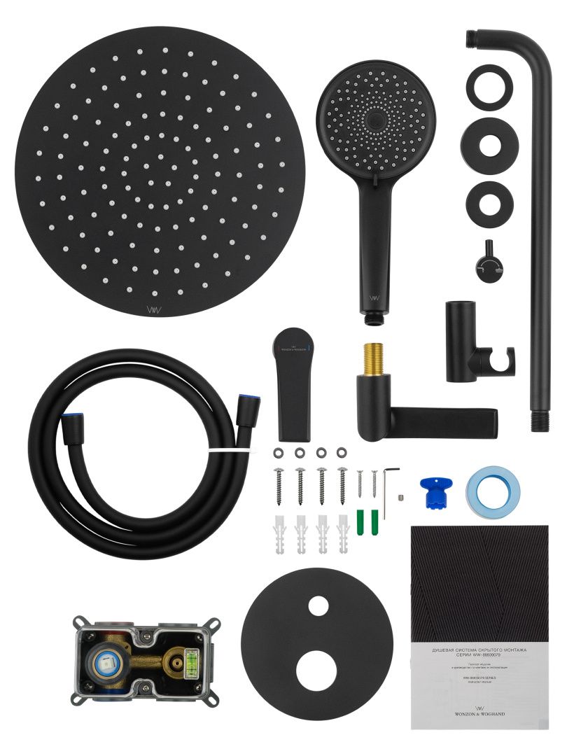 Приобрести душевая система встраиваемая wonzon & woghand brilliant, черный матовый (ww-88939079-mb)