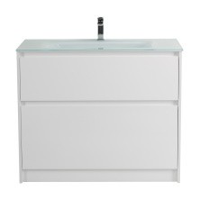 BelBagno Тумба с раковиной KRAFT 100 см, напольная Bianco Opaco, белая глянцевая раковина