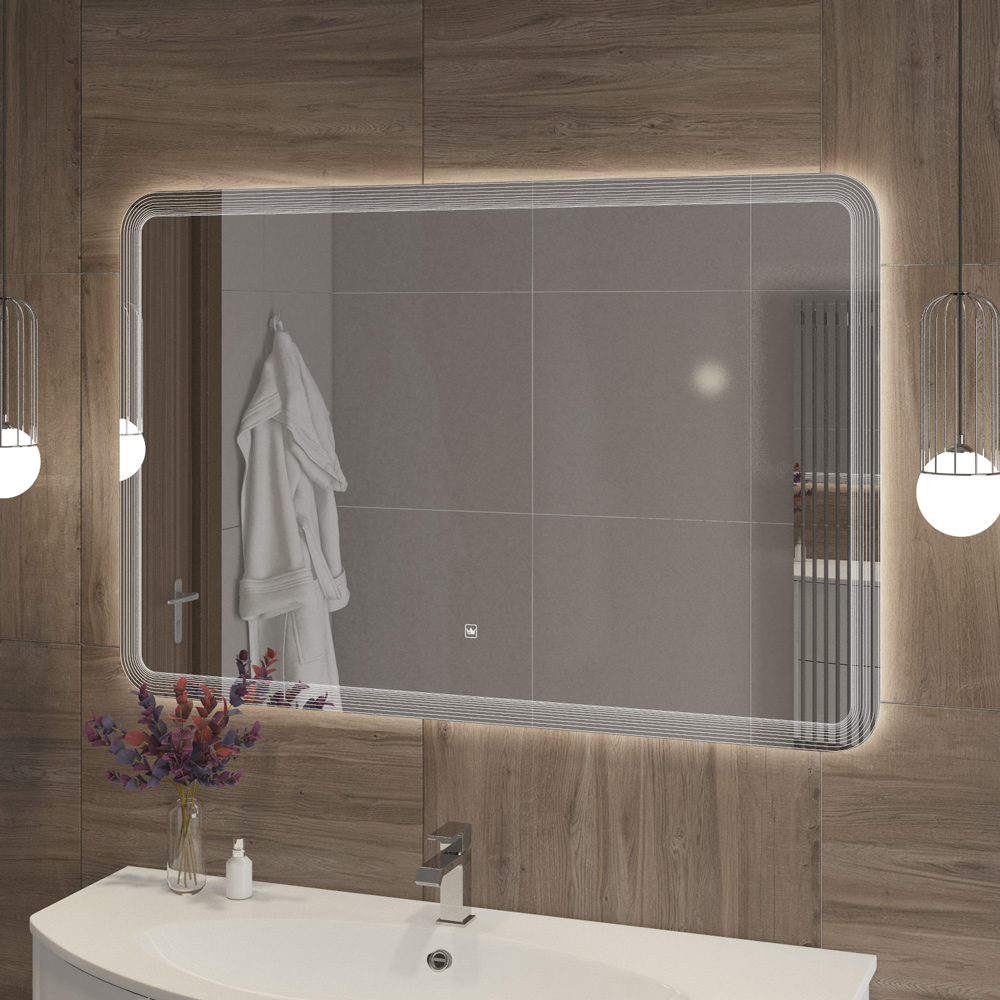 Приобрести cezares зеркало duet 120х80 см, контурная подсветка, сенсорное включение, гравировка czr-spc-duet-1200-800-led-tch