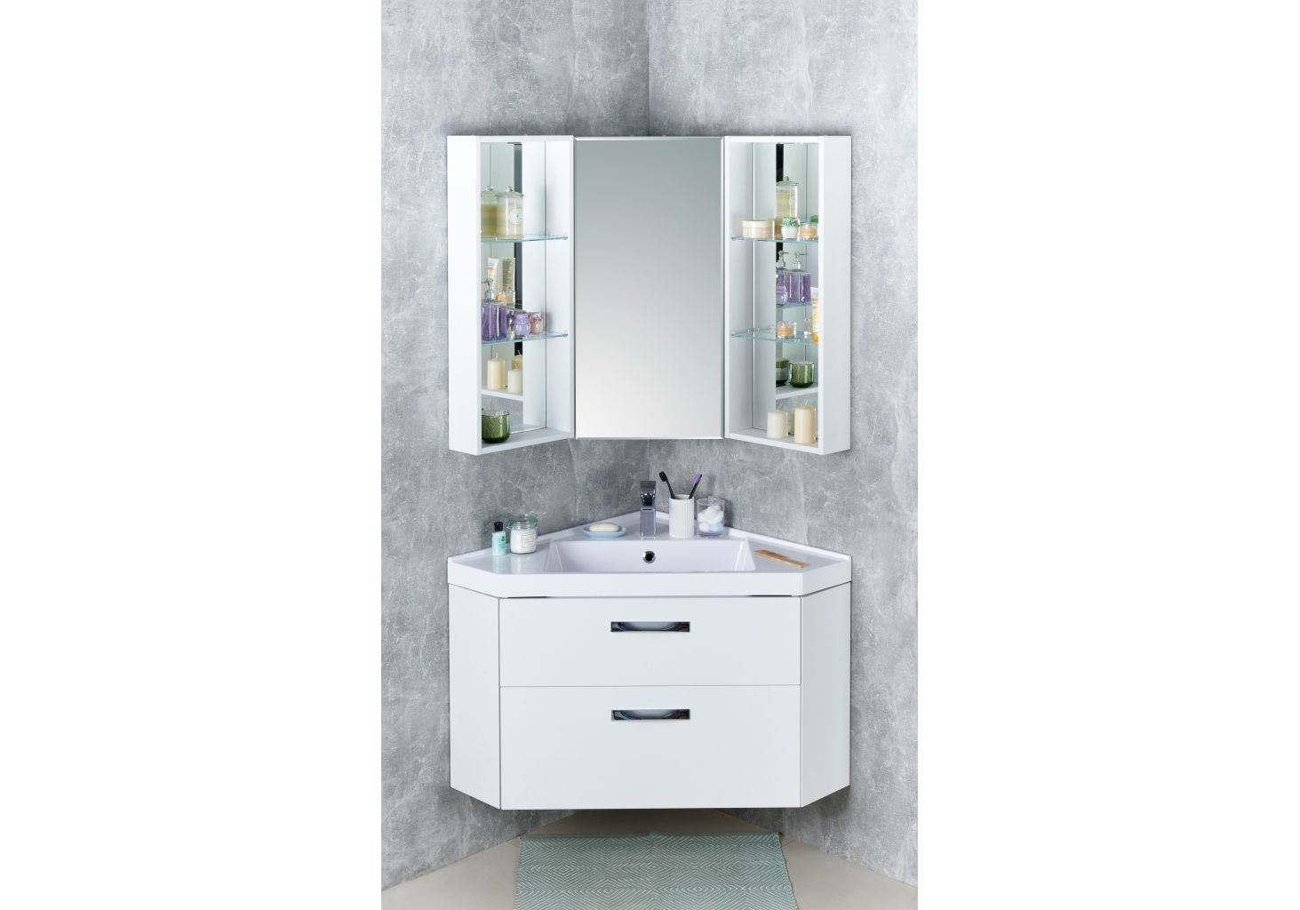 Приобрести зеркало-шкаф угловой кантара 42 см, цвет дуб полярный