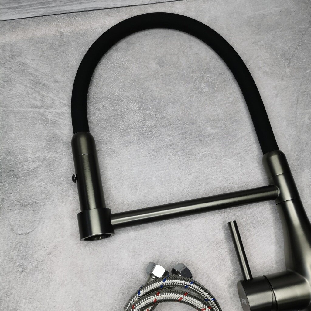 Приобрести gappo смеситель для кухни g4398-51 с гибким изливом, черный 30086