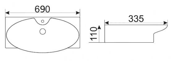 Приобрести раковина подвесная ceramalux 68 см str4282a