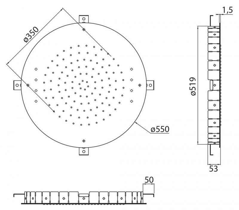 Приобрести cezares верхний душ, 55х55см, золото czr-sdrh1-50-03