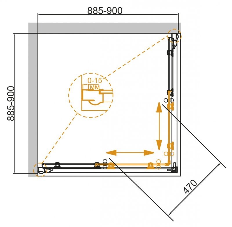 Приобрести cezares душевое ограждение giubileo 90-90см giubileo-a-2-90-scorrevole-cp-g