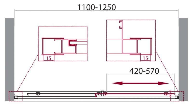 Приобрести дверь душевая belbagno unique 110-125 cм. хром/прозрачное