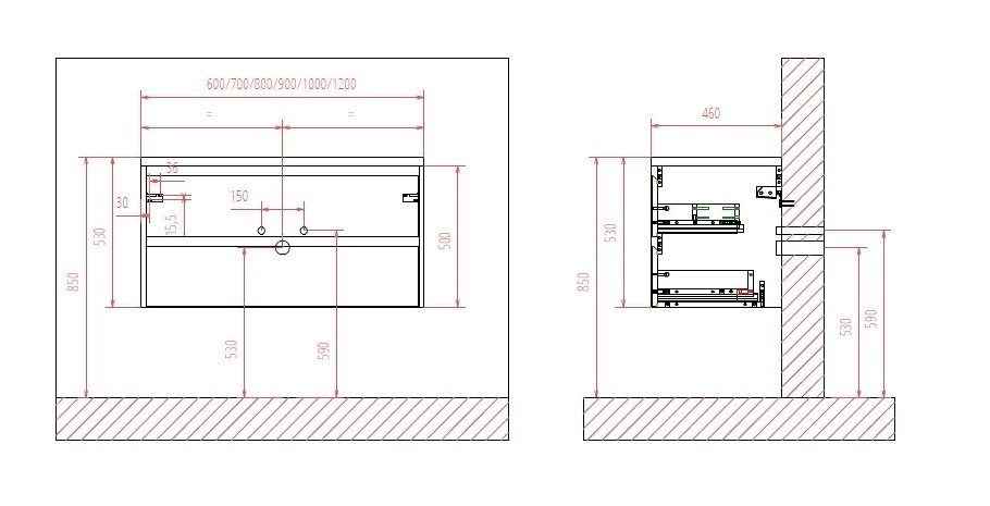 Приобрести тумба подвесная с раковиной belbagno kraft-600-2c-so-pp 60 см, pino pasadena