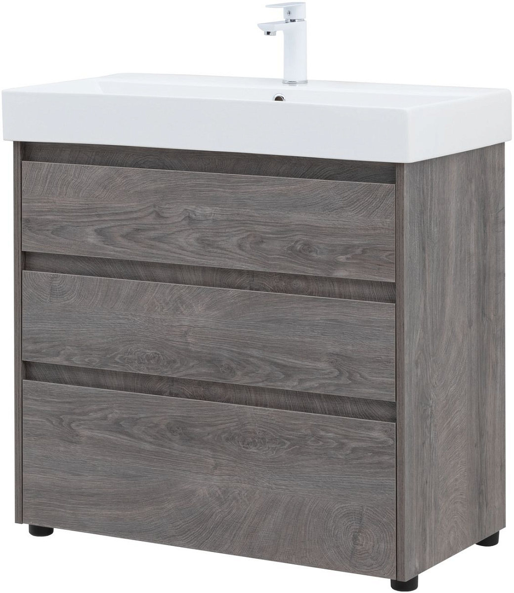 Приобрести aquanet тумба с раковиной nova lite 85 см, дуб рошелье (3 ящика)