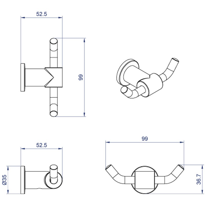 Приобрести azario крючок двойной forny, хром az88305