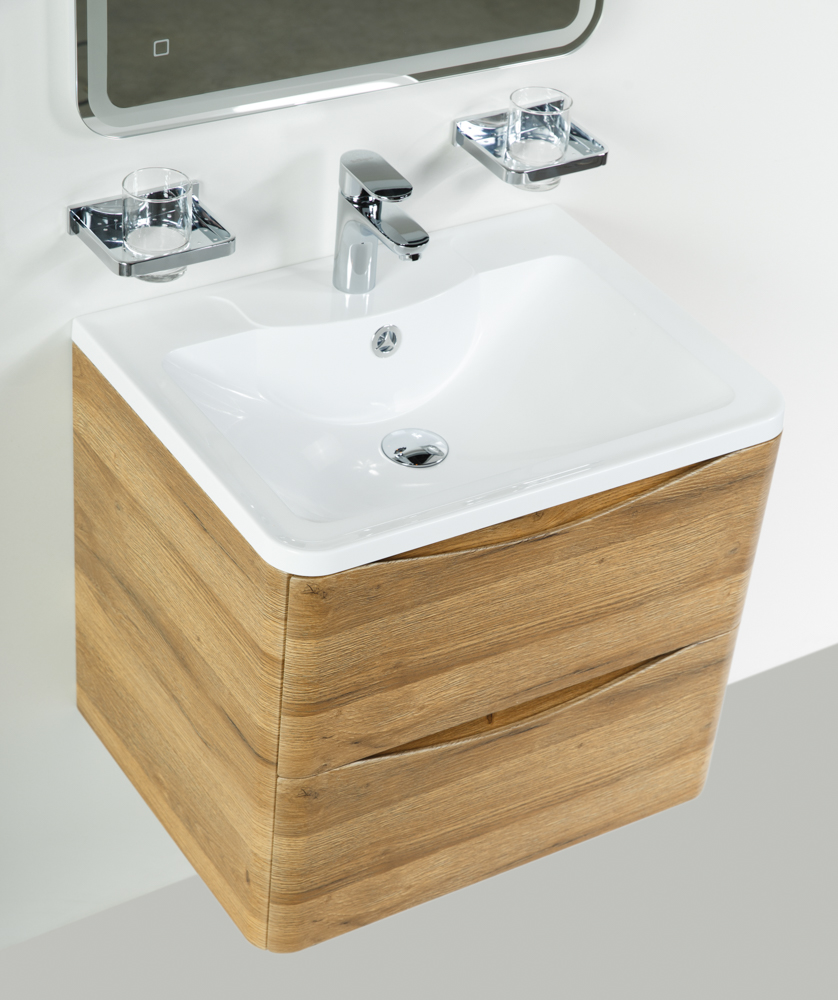 Приобрести belbagno тумба с раковиной acqua 60 см, подвесная rovere rustico, белая раковина