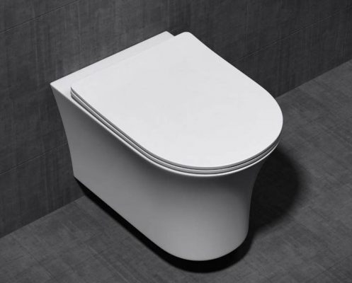 Приобрести унитаз подвесной безободковый с сиденьем ceramalux rimless 2617е