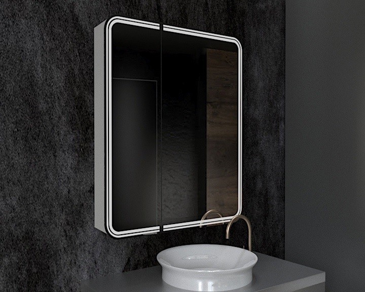 Приобрести azario зеркало-шкаф adriana 1л 700х800 c подсветкой и диммером cs00072835