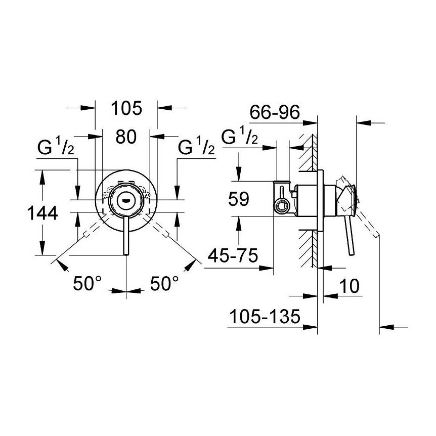 Приобрести готовый комплект для гигиенического душа grohe bauclassic, встраиваемый смеситель, гигиенический душ со шлангом и держателем, хром 124434
