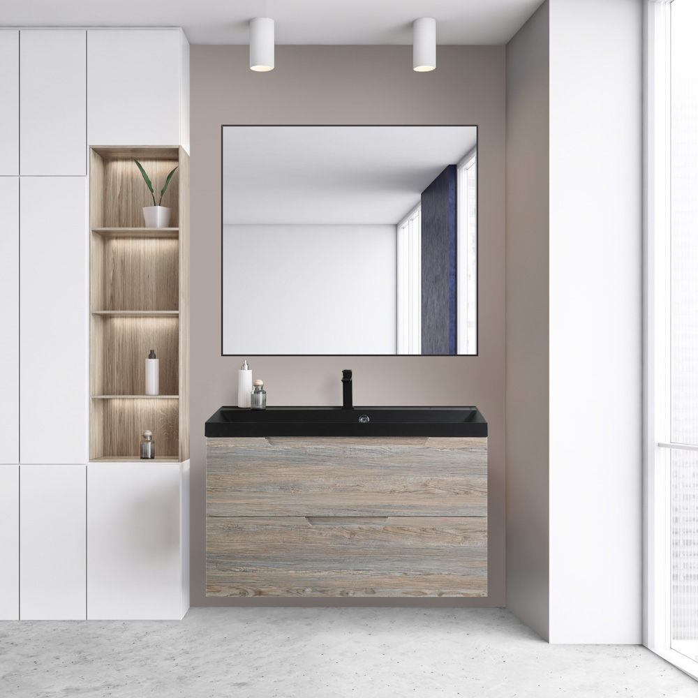 Приобрести belbagno тумба с раковиной vittoria 90 см, подвесная pino, чёрная раковина