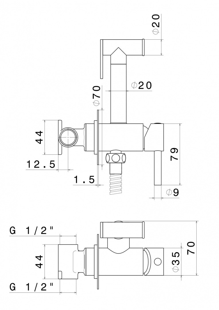 Приобрести kerama marazzi смеситель с гигиеническим душем, черный матовый 27720km.01.093