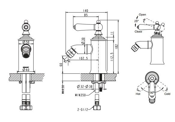Приобрести смеситель для биде bravat art f375109c