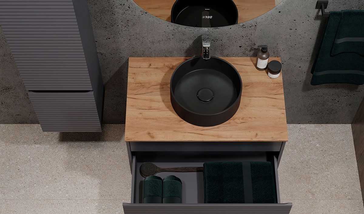 Приобрести jorno тумба подвесная cossety 80 см со столешницей, антрацит