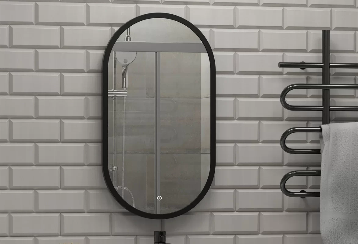 Приобрести continent зеркало с подсветкой prime black 45х80 см, черное