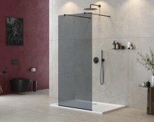 Cezares Душевая перегородка LIBERTA 90 см, серый\хром LIBERTA-L-2-90-GR-NERO