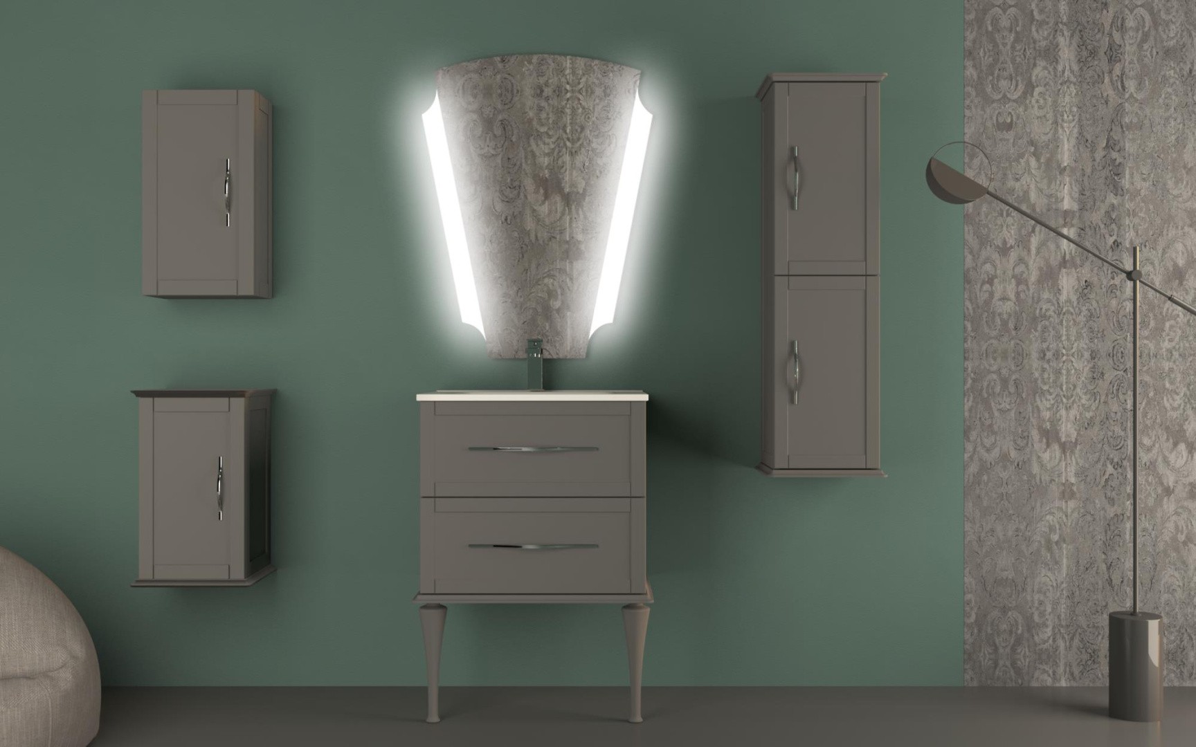 Приобрести cezares тумба подвесная с раковиной tiffany 60 см grigio nuvola, серая 55241