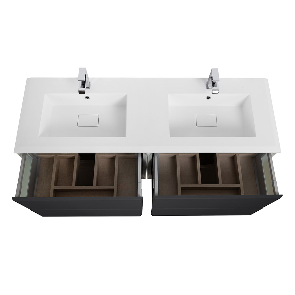 Приобрести cezares тумба подвесная с раковиной на две чаши bellagio 140 см grafite, графит 54715