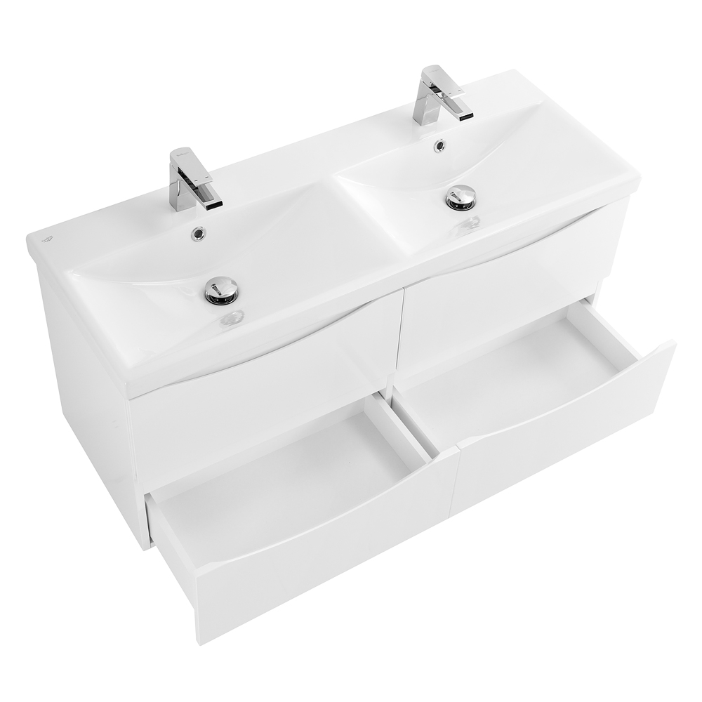 Приобрести belbagno тумба с раковиной marino-cer 120 см, подвесная с ящиками bianco lucido , белая раковина