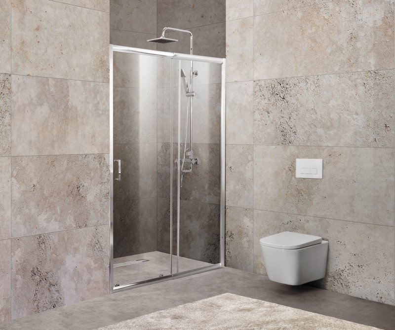 Приобрести дверь душевая belbagno unique 120-135 cм. хром/прозрачное