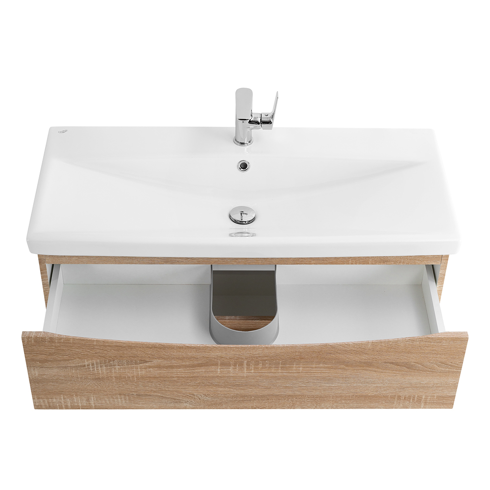 Приобрести belbagno тумба с раковиной marino-cer 100 см, подвесная rovere bianco, белая раковина