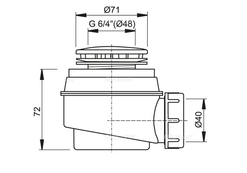 Приобрести сифон для душевого поддона alcaplast a47b ø50