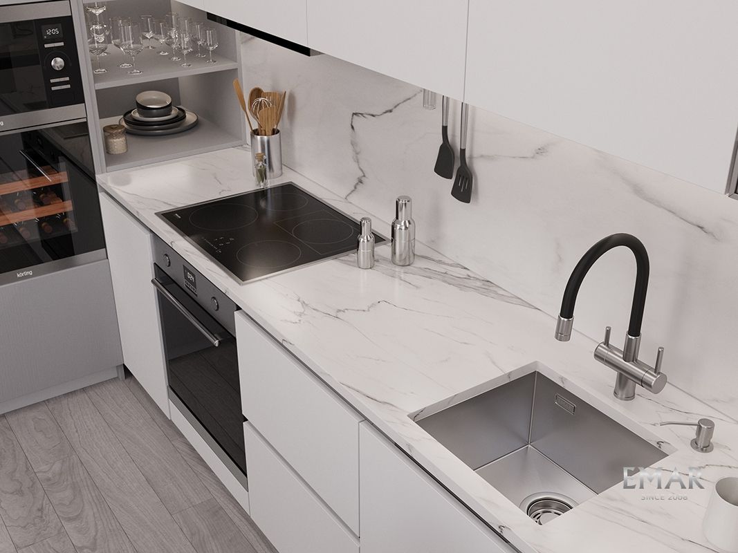 Приобрести emar кухонная мойка 44х42 см, сатин emb-131a pvd nano satine