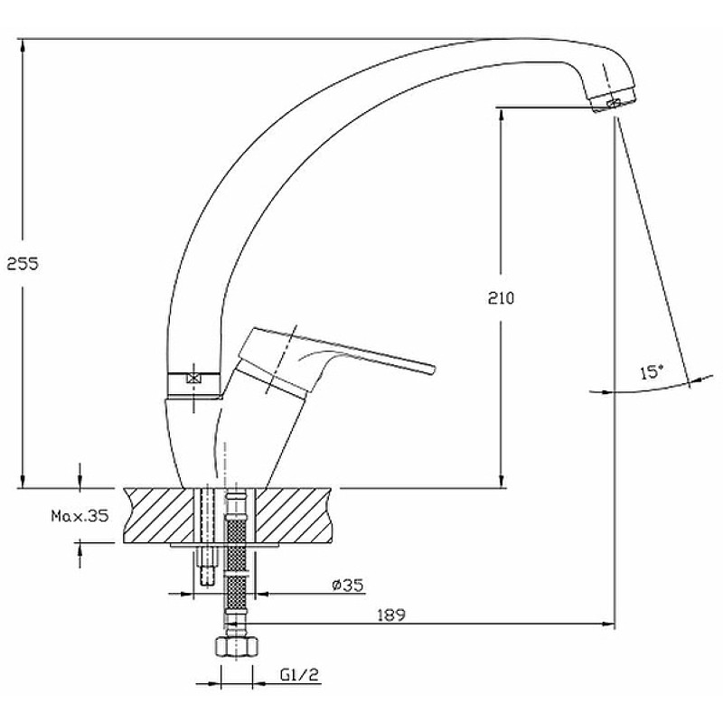 Приобрести haiba смеситель для кухни 255 мм, хром hb-4116