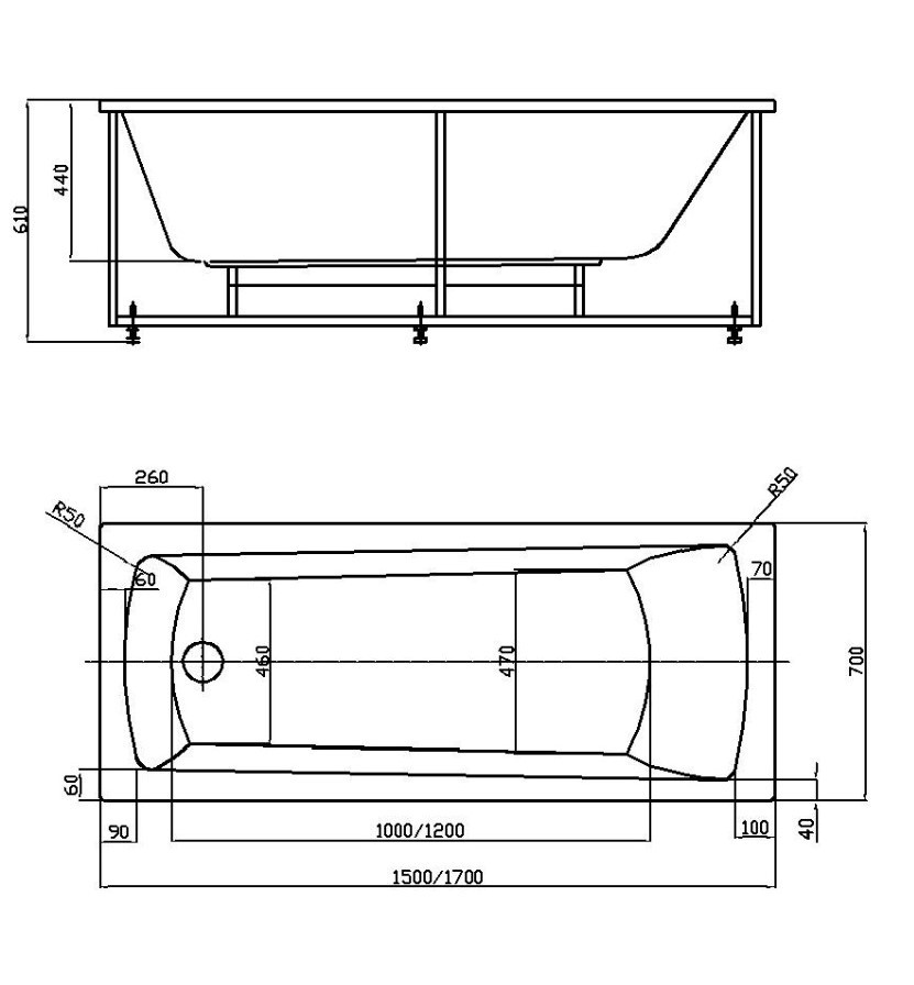 Приобрести акриловая ванна azario enrica 150x70 см, прямоугольная av.0030150