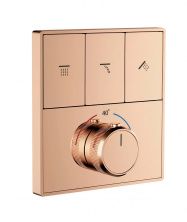 Термостатическая панель смесителя встраиваемая на 3 потребителя WONZON & WOGHAND, Розовое золото (WW-INF363A-RG)