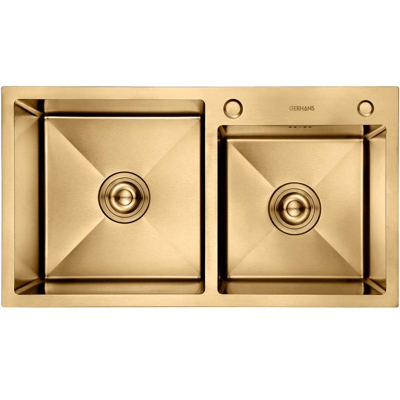Приобрести gerhans кухонная мойка 78х43 см, двойная, золото