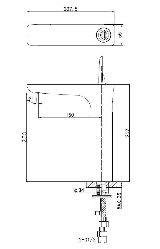Приобрести смеситель для раковины высокий wonzon & woghand shark, хром (ww-48b1102-cr)