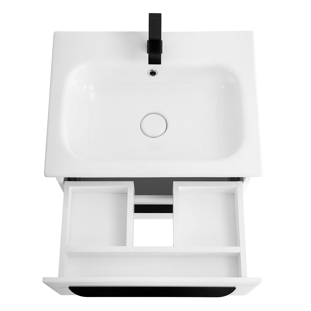 Приобрести cezares тумба подвесная с раковиной eco-cer 60 см bianco lucido, белый глянец eco-cer-600-2c-so-bl