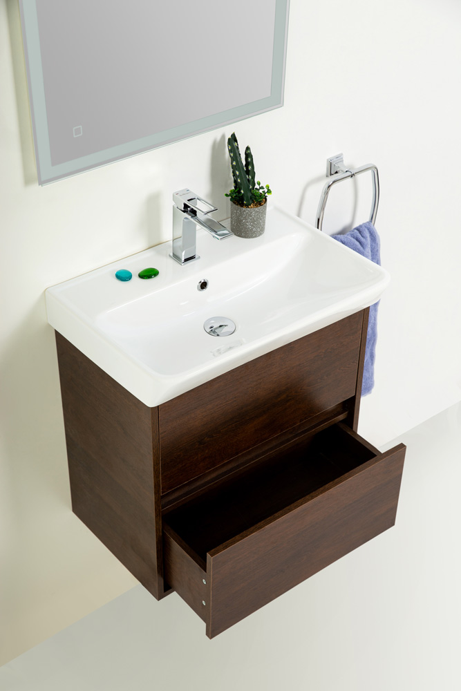 Приобрести belbagno тумба с раковиной neon 50 см, подвесная rovere scuro, белая раковина