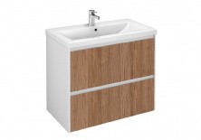 Тумба подвесная с раковиной Velvex Klaufs 80 см, белый/дерево