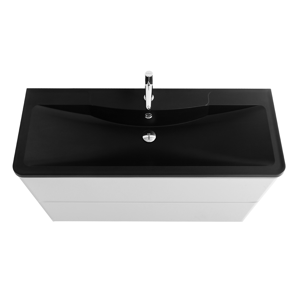 Приобрести belbagno тумба с раковиной albano 120 см, напольная bianco lucido, чёрная раковина