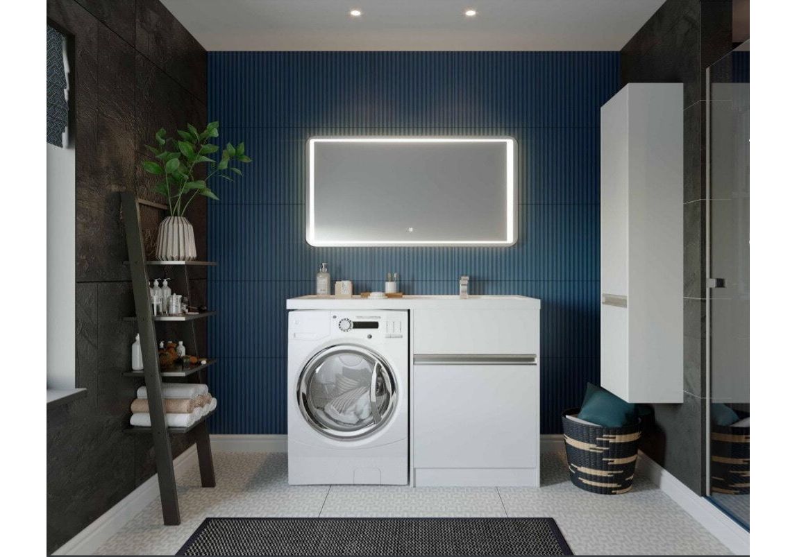 Приобрести тумба напольная с раковиной-столешницей акватон лондри 120 см 1a235901lh010, белый