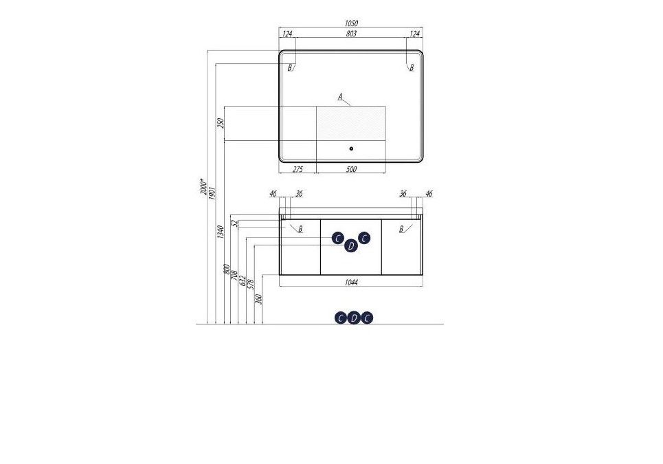 Приобрести тумба подвесная с раковиной акватон шерилл 105 см 1a206301sh010, 1a71323ksh010, белый
