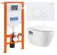 BelBagno Инсталляция с кнопкой смыва и подвесным унитазом LOTO, BB070CHR/SC/BB002-80/BB014-SR-BIANCO