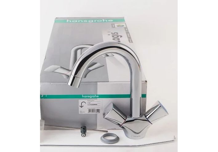 Приобрести 71222000 logis смеситель для раковины c двумя рукоятками с донным клапаном