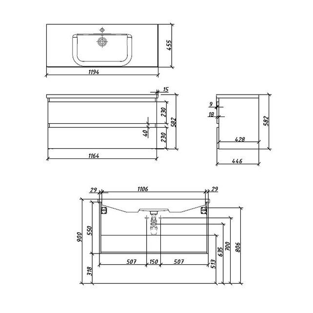 Приобрести caprigo тумба с раковиной forte 120 см, волна