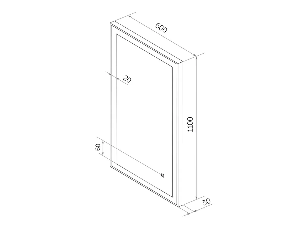 Приобрести continent зеркало с подсветкой solid black 60х110 см, черное