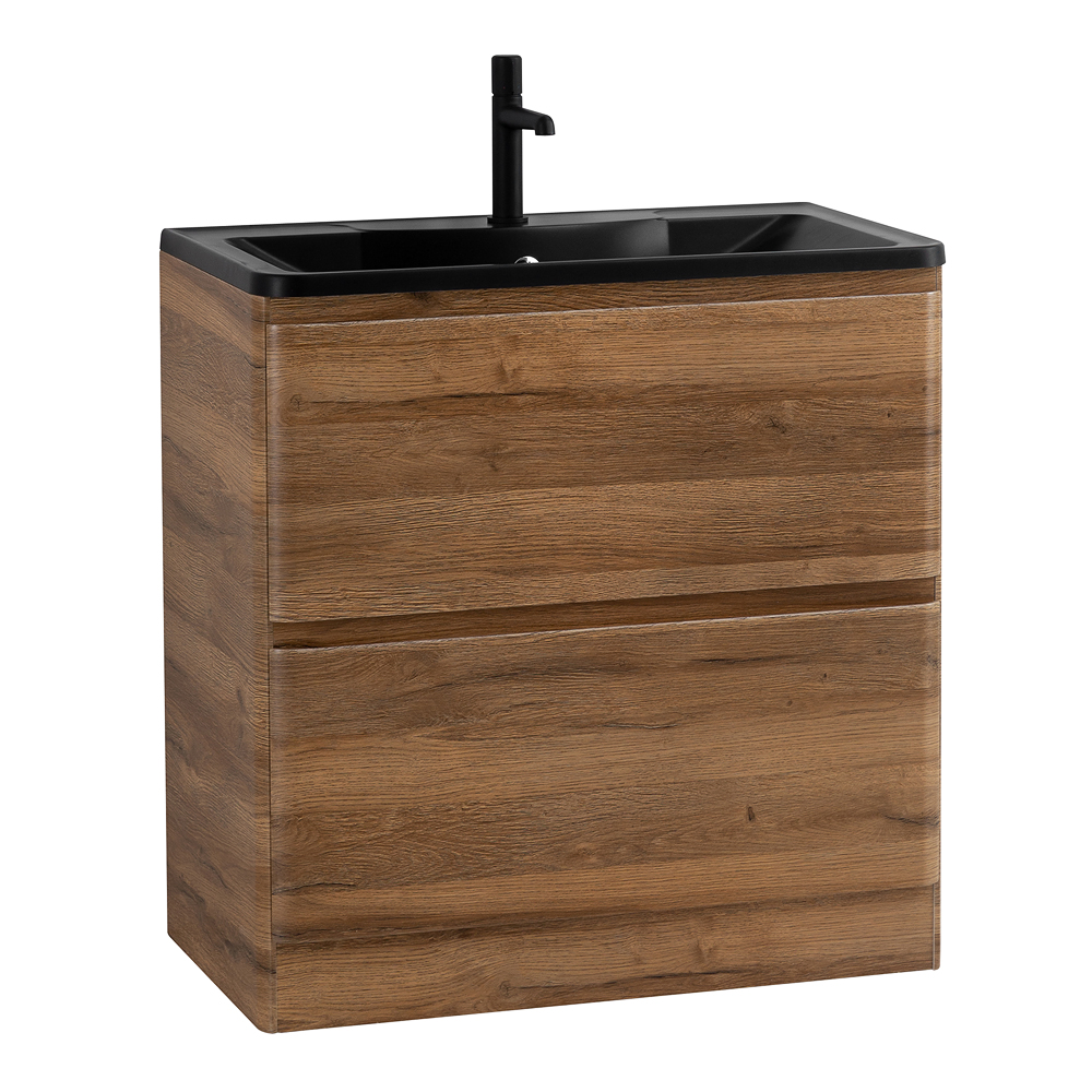 Приобрести belbagno тумба с раковиной albano 80 см, напольная rovere rustico, чёрная раковина