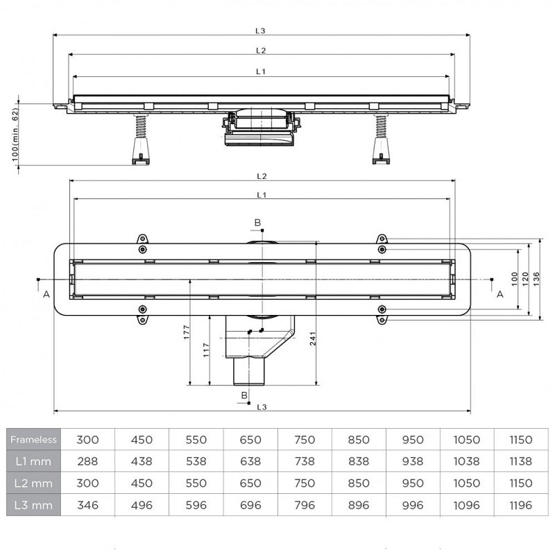 Приобрести pestan душевой трап confluo frameless line 650 black glass