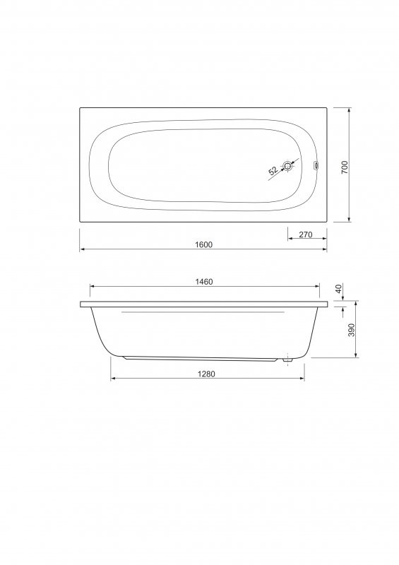 Приобрести cezares акриловая ванна piave 160x70см, piave-160-70-42-w37