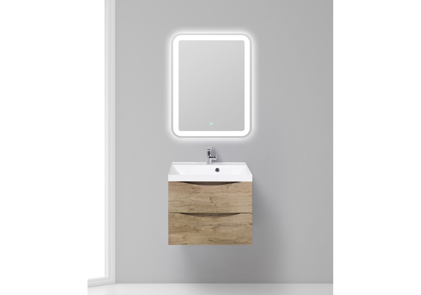 Приобрести тумба подвесная с раковиной belbagno marino-600-2c-so-rn-p 60 см, rovere nature