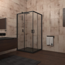 Veconi Душевое ограждение Rovigo 100х100 см, черное, прозрачное RV13-100-01-C5