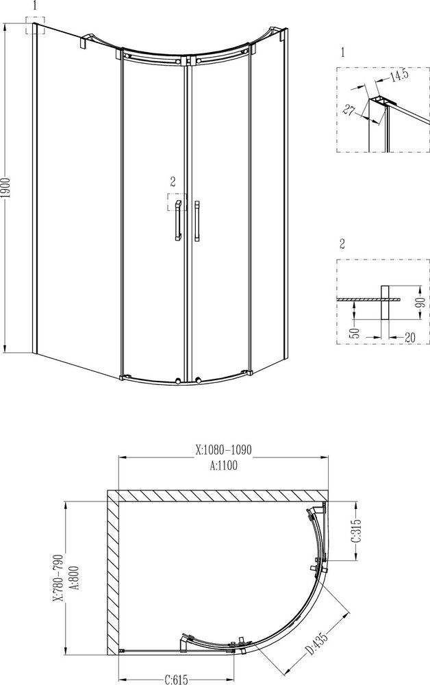 Приобрести grossman душевое ограждение galaxy 110х80 см, асимметричная, хром\прозрачное gr-4110l l